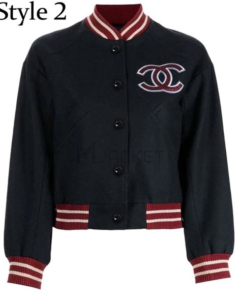 varsity patch chanel|Chanel CC Patch Varsity Jacket .